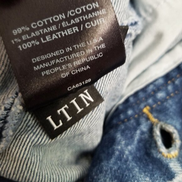 Six Week Residency Men's 32 Slim Straight Leg Jeans Distressed Light Blue $240 - Picture 9 of 16